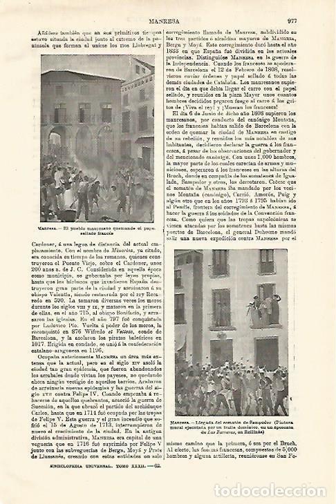 Otros art&iacute;culos de coleccionismo en papel: LAMINA ESPASA 18643: Pinturas murales de Manresa - Varios