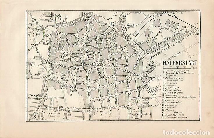 Otros art&iacute;culos de coleccionismo en papel: LAMINA ESPASA Alemania 551: Plano de Halberstadt Alemania - Varios autores