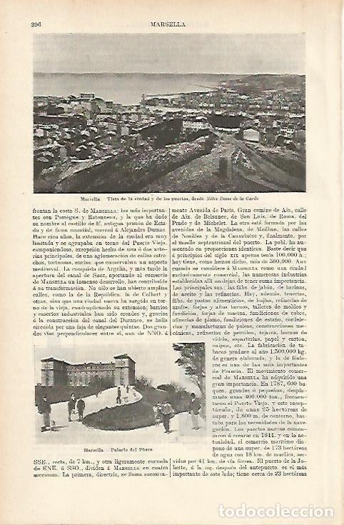 Otros art&iacute;culos de coleccionismo en papel: LAMINA ESPASA 1110: Vistas de Marsella Francia - Varios Autores