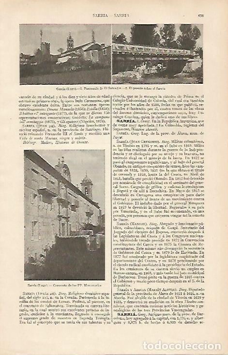 Otros art&iacute;culos de coleccionismo en papel: LAMINA ESPASA 19554: Vistas de Sarria Lugo - Varios