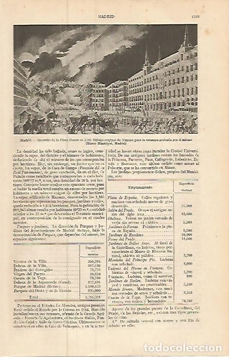 Otros art&iacute;culos de coleccionismo en papel: LAMINA ESPASA 9352: Incendio de la Plaza Mayor de Madrid en 1790 dibujo de Ximeno - Varios