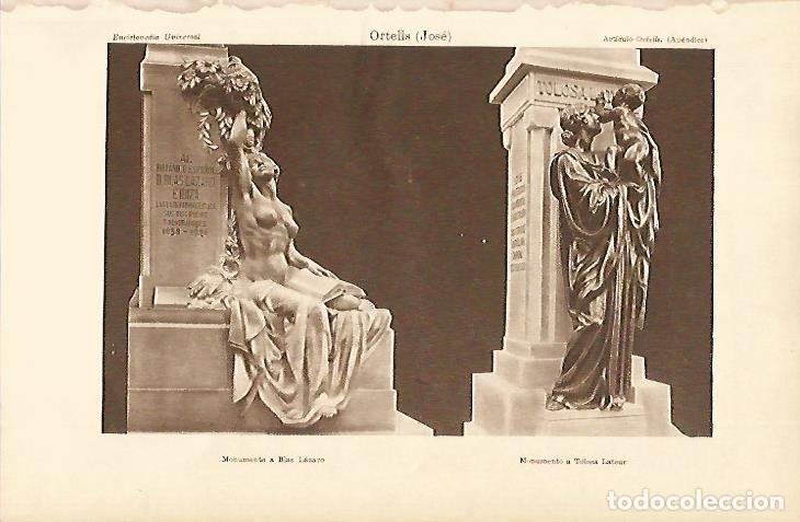 Otros art&iacute;culos de coleccionismo en papel: LAMINA ESPASA 4983: Monumento a Blas Lazaro y Tolosa Latour por J. Ortells - Varios Autores