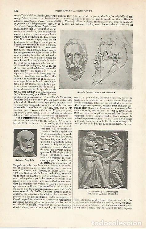 Otros art&iacute;culos de coleccionismo en papel: LAMINA ESPASA 24353: Anatole France por Bourdelle - Varios