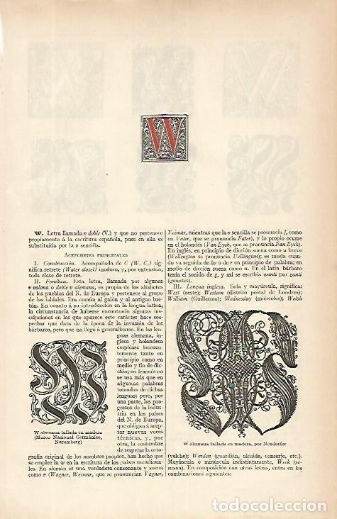 Otros art&iacute;culos de coleccionismo en papel: LAMINA ESPASA 4187: La letra W - Varios Autores
