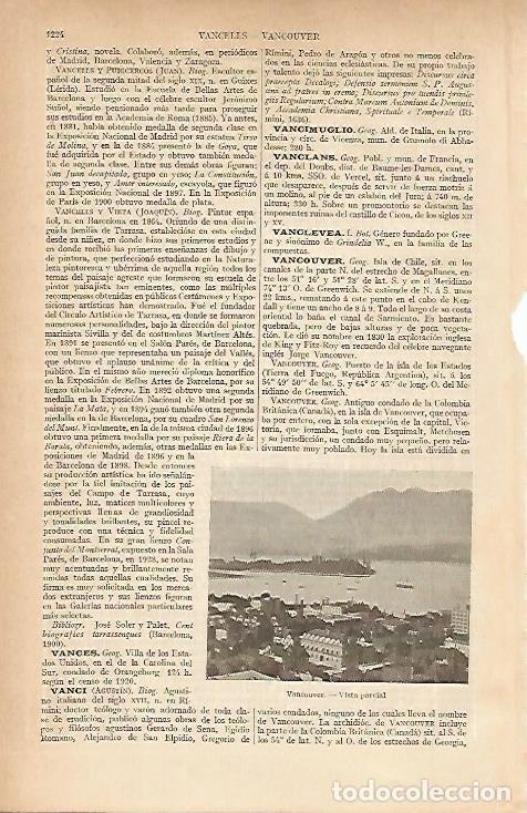 Otros art&iacute;culos de coleccionismo en papel: LAMINA ESPASA 4856: Vista parcial de Vancouver Chile - Varios Autores