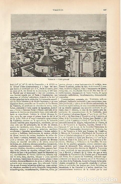 Otros art&iacute;culos de coleccionismo en papel: LAMINA ESPASA 4717: Vista general de Valencia - Varios Autores