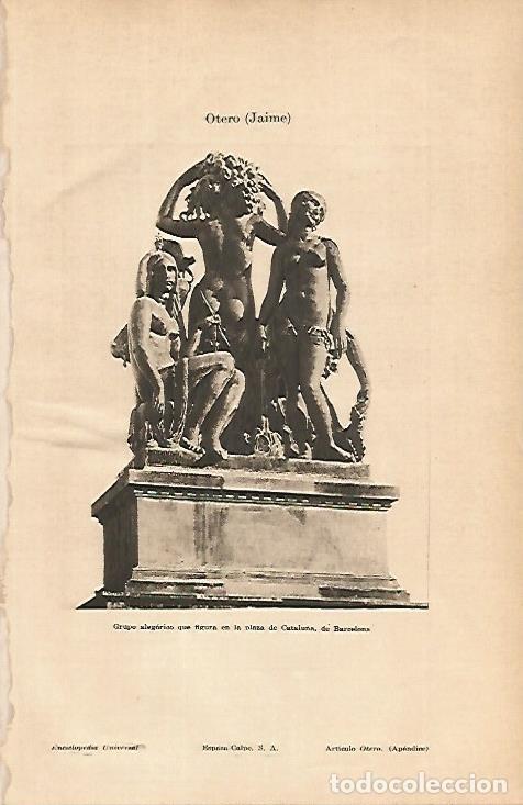 Otros art&iacute;culos de coleccionismo en papel: LAMINA ESPASA 4989: Grupo alegorico en la plaza de Catalunya de Barcelona por J. Otero - Varios Auto