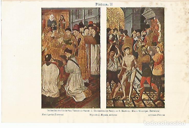 Otros art&iacute;culos de coleccionismo en papel: LAMINA DE ESPASA 449: Tablas del Retablo de San Vicente de Sarria Barcelona - Varios autores