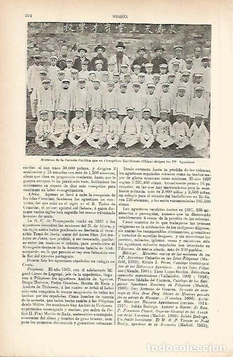 Otros art&iacute;culos de coleccionismo en papel: LAMINA ESPASA 5262: Alumnos de la Escuela Catolica en Chagshow-Kai-Hunan China - Varios Autores