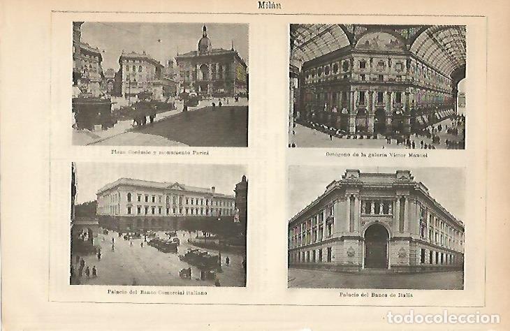 Otros art&iacute;culos de coleccionismo en papel: LAMINA ESPASA 5156: Vistas de Milan - Varios Autores