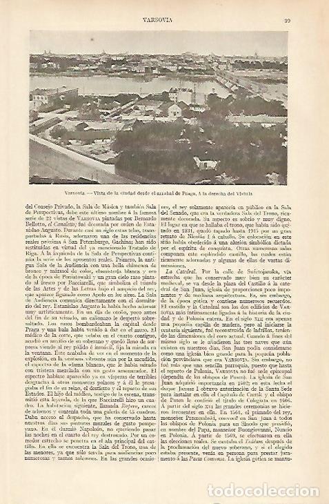 Otros art&iacute;culos de coleccionismo en papel: LAMINA ESPASA 5895: Vista de Varsovia - Varios Autores