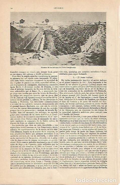 Otros art&iacute;culos de coleccionismo en papel: LAMINA ESPASA 501: Muestra de las defensas de Novo-Georgiewsky - Varios autores