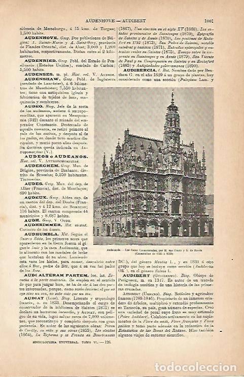 Otros art&iacute;culos de coleccionismo en papel: LAMINA ESPASA 5724: Casas Consistoriales de Audenarde Belgica - Varios Autores