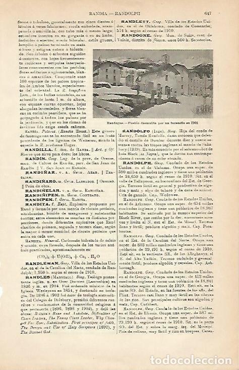 Otros art&iacute;culos de coleccionismo en papel: LAMINA ESPASA 5053: Pueblo destruido en 1901 en Randogne Suiza - Varios Autores