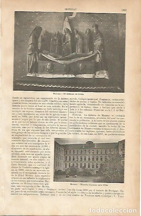 Otros art&iacute;culos de coleccionismo en papel: LAMINA ESPASA 5325: Vistas de Moissac Francia - Varios Autores