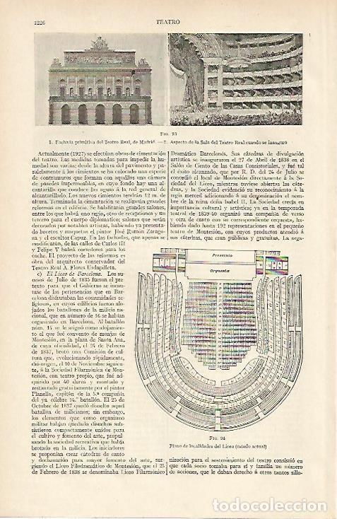 Otros art&iacute;culos de coleccionismo en papel: LAMINA ESPASA 5833: Teatro Real de Madrid y planta de localidades del Liceo de Barcelona - Varios Au