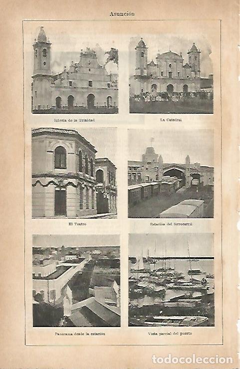 Otros art&iacute;culos de coleccionismo en papel: LAMINA ESPASA 5689: Vistas de Asuncion Paraguay - Varios Autores