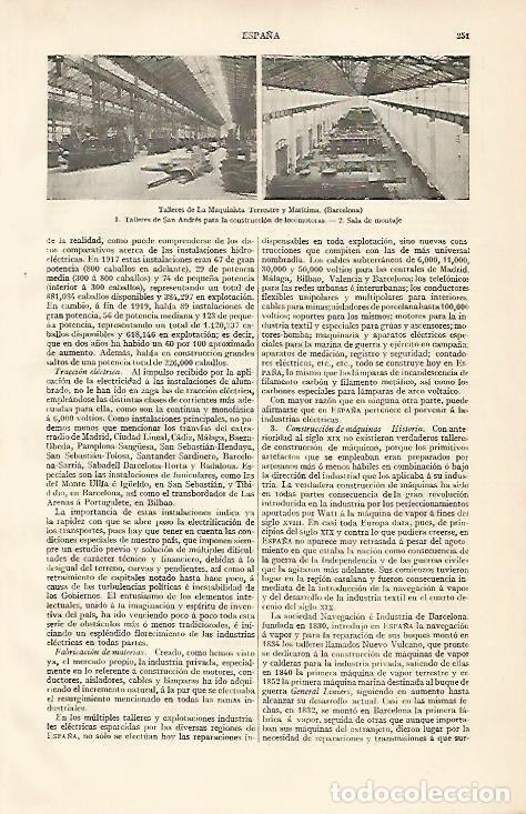 Otros art&iacute;culos de coleccionismo en papel: LAMINA ESPASA 10115: Talleres de La Maquinista Terrestre y Maritima de Barcelona - Varios