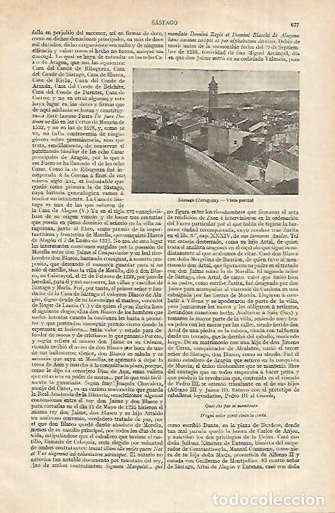 Otros art&iacute;culos de coleccionismo en papel: LAMINA ESPASA 12394: Vista de Sastago Zaragoza - Varios