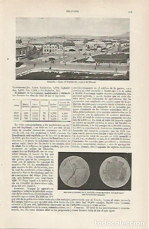 Otros art&iacute;culos de coleccionismo en papel: LAMINA ESPASA 19722: Reykjavik Islandia - Varios