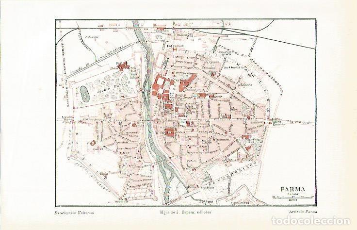 Otros art&iacute;culos de coleccionismo en papel: LAMINA ESPASA 2295: Plano de Parma Italia - Varios Autores