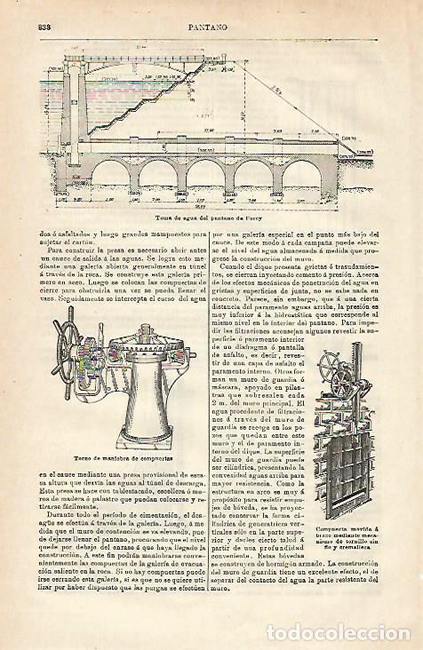 Otros art&iacute;culos de coleccionismo en papel: LAMINA ESPASA 23561: Toma de agua del pantano de Forcy - Varios