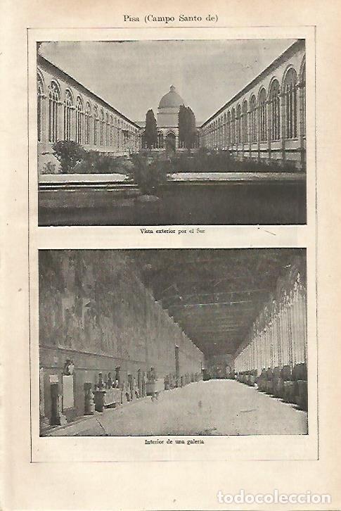 Otros art&iacute;culos de coleccionismo en papel: LAMINA ESPASA 27069: Campo santo de Pisa - Varios