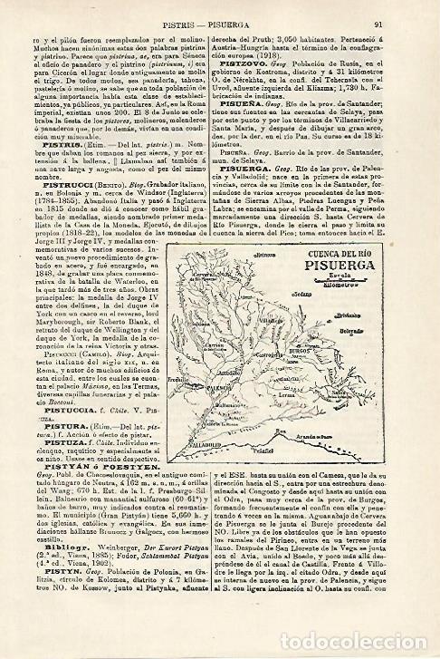 Otros art&iacute;culos de coleccionismo en papel: LAMINA ESPASA 27090: Mapa de la cuenca del rio Pisuerga - Varios