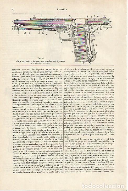 Otros art&iacute;culos de coleccionismo en papel: LAMINA ESPASA 27087: Corte longitudinal de una pistola - Varios