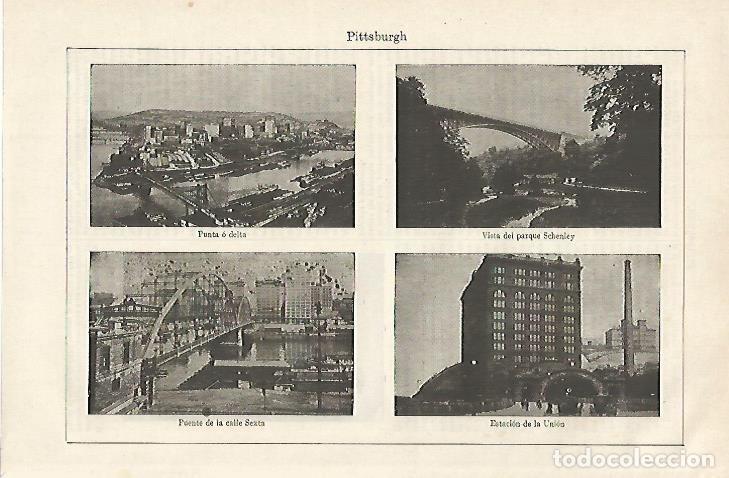 Otros art&iacute;culos de coleccionismo en papel: LAMINA ESPASA 27097: Vistas de Pittsburg - Varios