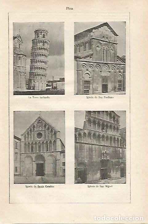 Otros art&iacute;culos de coleccionismo en papel: LAMINA ESPASA 27068: Vistas de Pisa - Varios