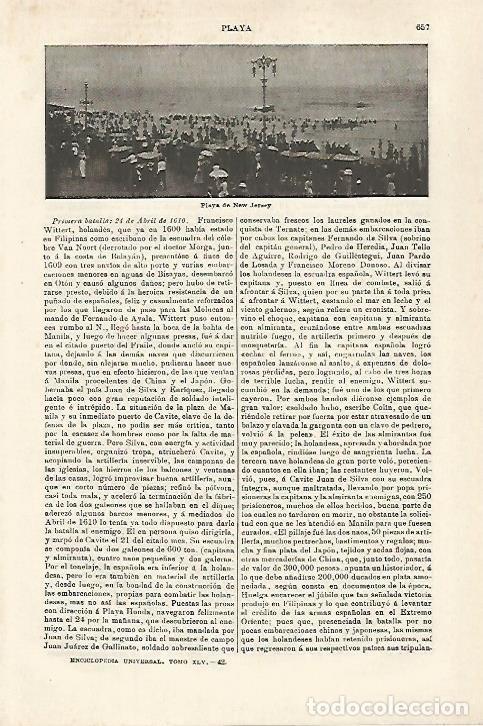 Otros art&iacute;culos de coleccionismo en papel: LAMINA ESPASA 27142: Playa de New Jersey - Varios