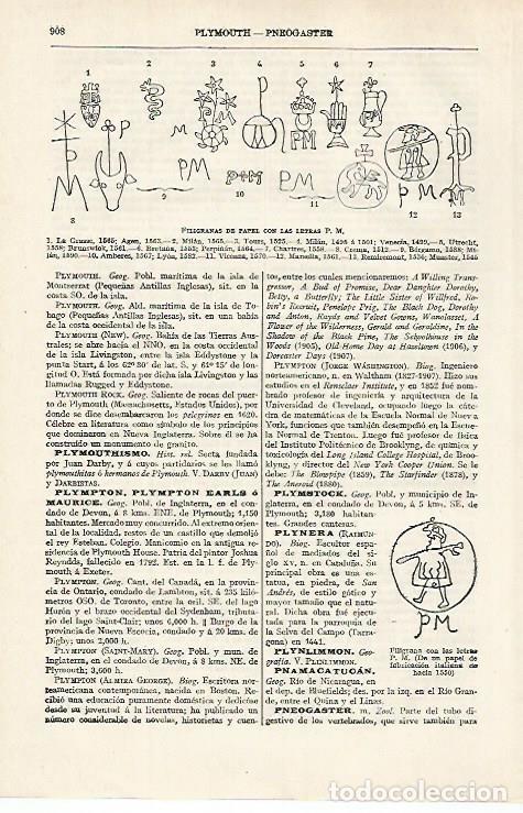 Otros art&iacute;culos de coleccionismo en papel: LAMINA ESPASA 27173: Filigranas de papel con las letras P M - Varios
