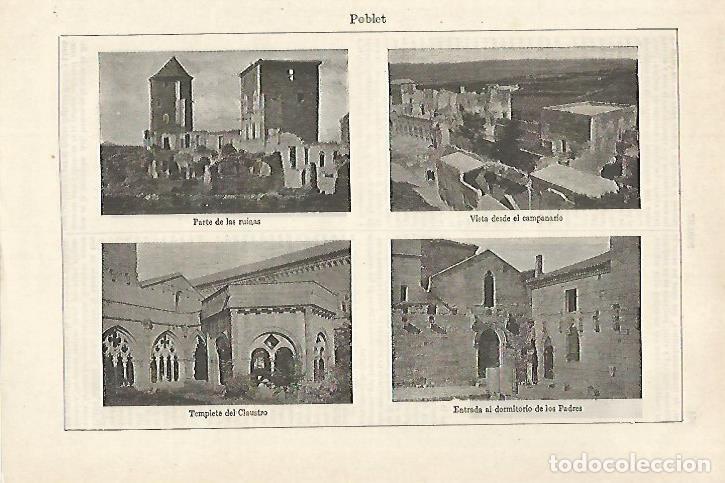 Otros art&iacute;culos de coleccionismo en papel: LAMINA ESPASA 27179: Ruinas y vistas del Monasterio de Poblet - Varios