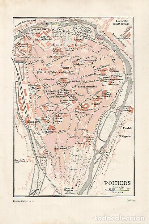 Otros art&iacute;culos de coleccionismo en papel: LAMINA ESPASA 27199: Plano de Poitiers - Varios