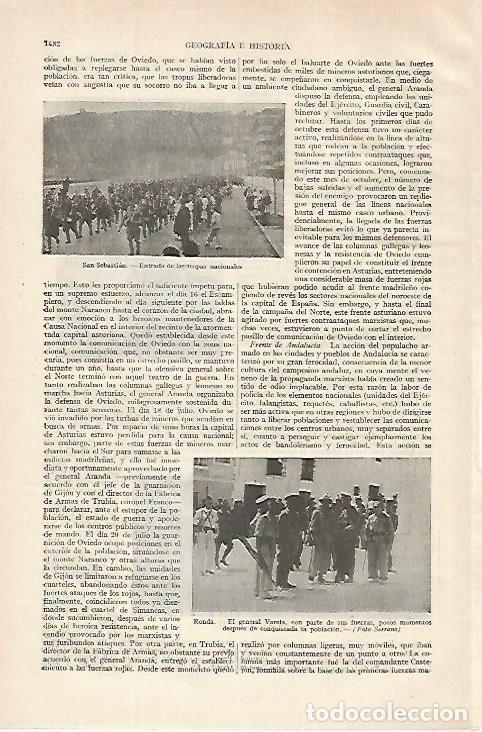Otros art&iacute;culos de coleccionismo en papel: LAMINA ESPASA 27257: Entrada de las tropas nacionales en San Sebastian - Varios
