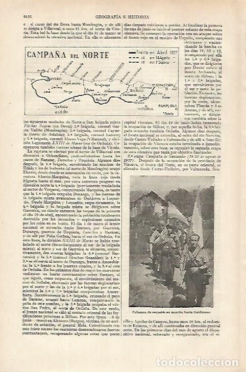Otros art&iacute;culos de coleccionismo en papel: LAMINA ESPASA 27262: Mapa de la Campa&ntilde;a del Norte abril 1937 - Varios