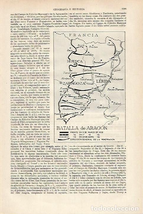 Otros art&iacute;culos de coleccionismo en papel: LAMINA ESPASA 27267: Mapa de la Batalla de Aragon 1938 - Varios