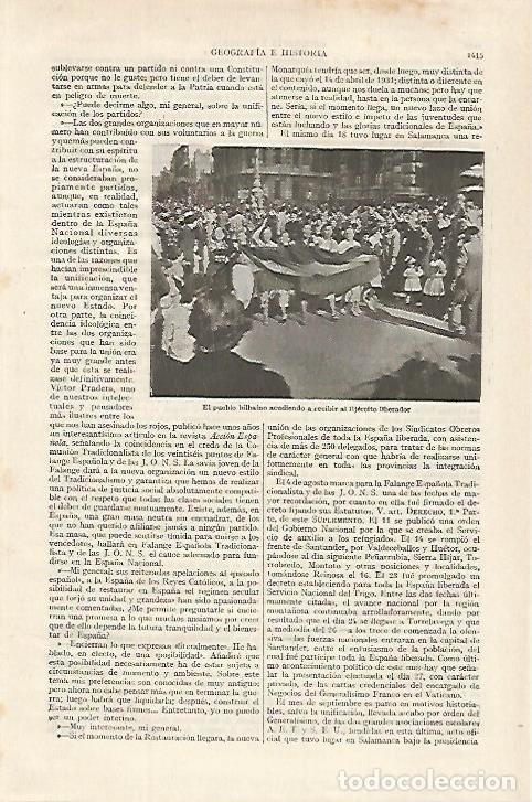 Otros art&iacute;culos de coleccionismo en papel: LAMINA ESPASA 27241: Bilbao recibiendo al Ejercito Nacional - Varios
