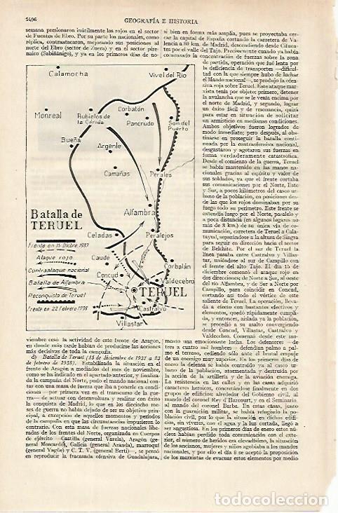 Otros art&iacute;culos de coleccionismo en papel: LAMINA ESPASA 27264: Mapa de la Batalla de Teruel 1937 - Varios