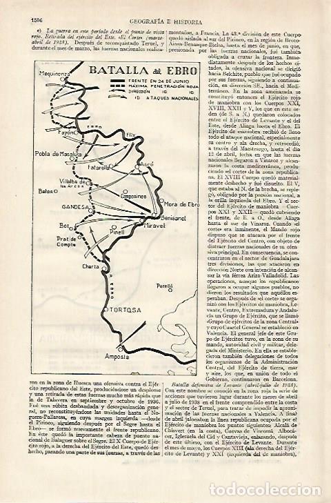 Otros art&iacute;culos de coleccionismo en papel: LAMINA ESPASA 27269: Mapa de la Batalla del Ebro 1938 - Varios
