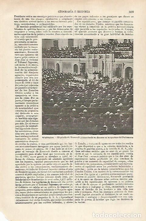 Otros art&iacute;culos de coleccionismo en papel: LAMINA ESPASA 27304: Rooswelt en el discurso de apertura del Parlamento - Varios