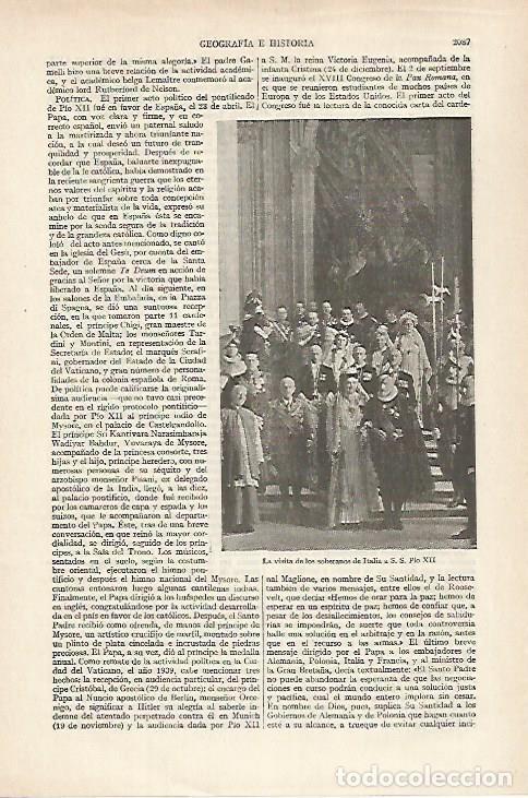 Otros art&iacute;culos de coleccionismo en papel: LAMINA ESPASA 27363: Los Reyes de Italia y Pio XII - Varios