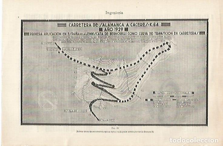 Otros art&iacute;culos de coleccionismo en papel: LAMINA ESPASA 27368: Plano de la carretera de Salamanca a Caceres de 1929 - Varios