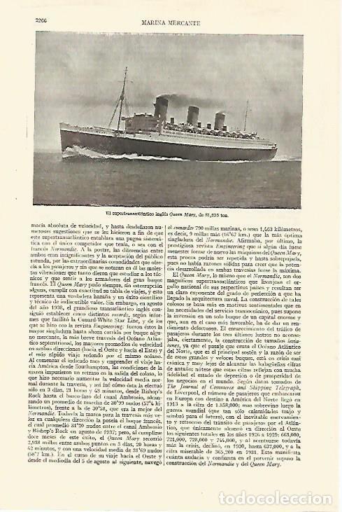 Otros art&iacute;culos de coleccionismo en papel: LAMINA ESPASA 27378: El transantlanticoQueen Mary - Varios
