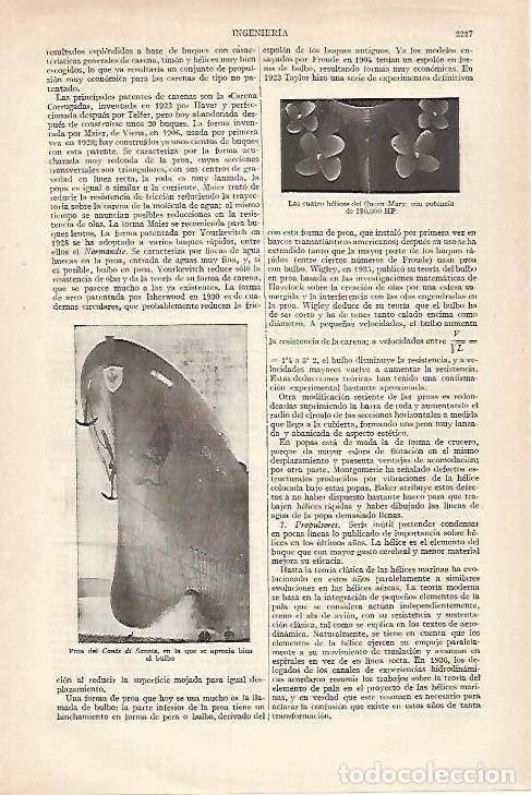 Otros art&iacute;culos de coleccionismo en papel: LAMINA ESPASA 27375: Proa del Conte di Savoia - Varios