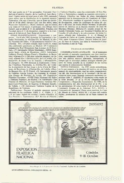Otros art&iacute;culos de coleccionismo en papel: LAMINA ESPASA 27439: Hoja de la Exposicion Filatelica Nacional de 1986 - Varios