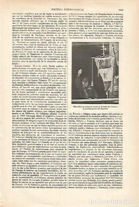 Otros art&iacute;culos de coleccionismo en papel: LAMINA ESPASA 27395: Mussolini en el Palacio de Venecia - Varios