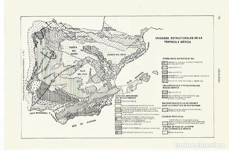 Otros art&iacute;culos de coleccionismo en papel: LAMINA ESPASA 27465: Mapa de Espa&ntilde;a de unidades estructurales - Varios