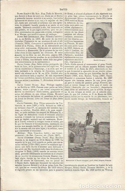 Otros art&iacute;culos de coleccionismo en papel: LAMINA ESPASA 33931: Monumento a David d'Angera en Francia - Varios